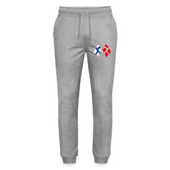 Flag Finland, flag Denmark - Stanley/Stella Mover Unisex Organic Jogging Trousers - heather grey - Front - Marisol (170cm) & Nik (191cm)