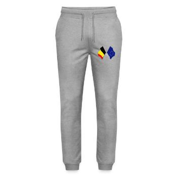 Flag Belgium Europe - Stanley/Stella Mover Unisex Organic Jogging Trousers - heather grey - Front - Marisol (170cm) & Nik (191cm)