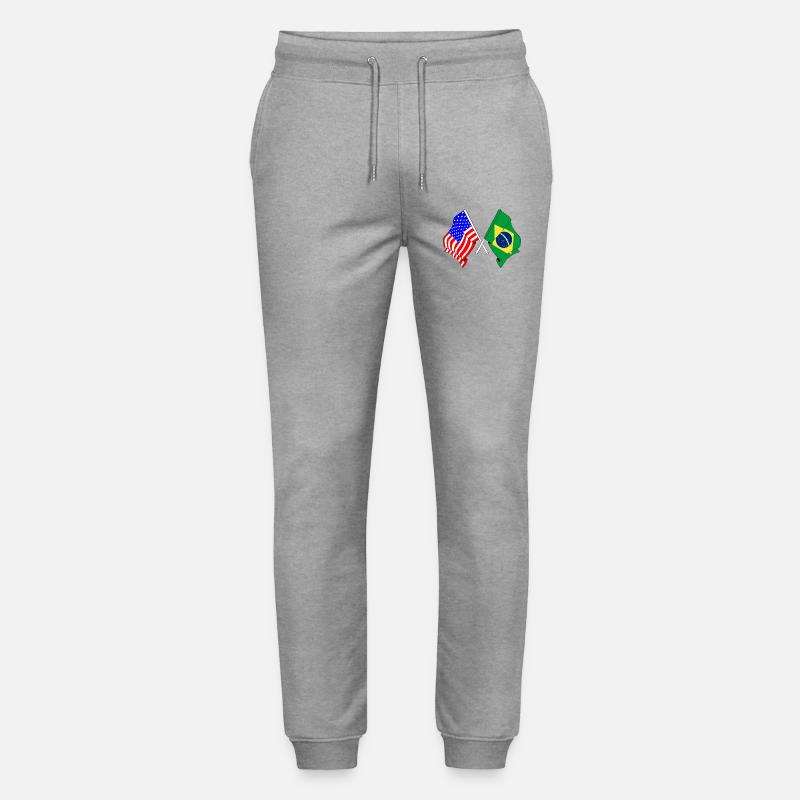 Drapeau des États-Unis et du Brésil - Pantalon de jogging bio MOVER Stanley/Stella unisexe - gris chiné