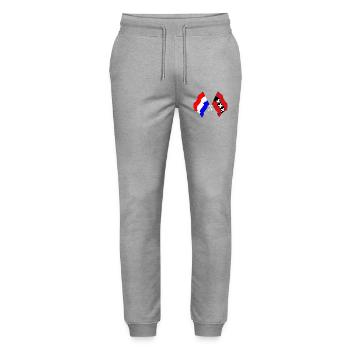 Flag Netherlands, Amsterdam crossed - Stanley/Stella Mover Unisex Organic Jogging Trousers - heather grey - Front - Marisol (170cm) & Nik (191cm)