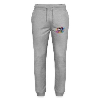 Bunte Regenbogen-Totenkopf-Designe - Stanley/Stella Unisex Bio Jogginghose Mover  - Grau meliert - Vorne - Marisol (170cm) & Nik (191cm)