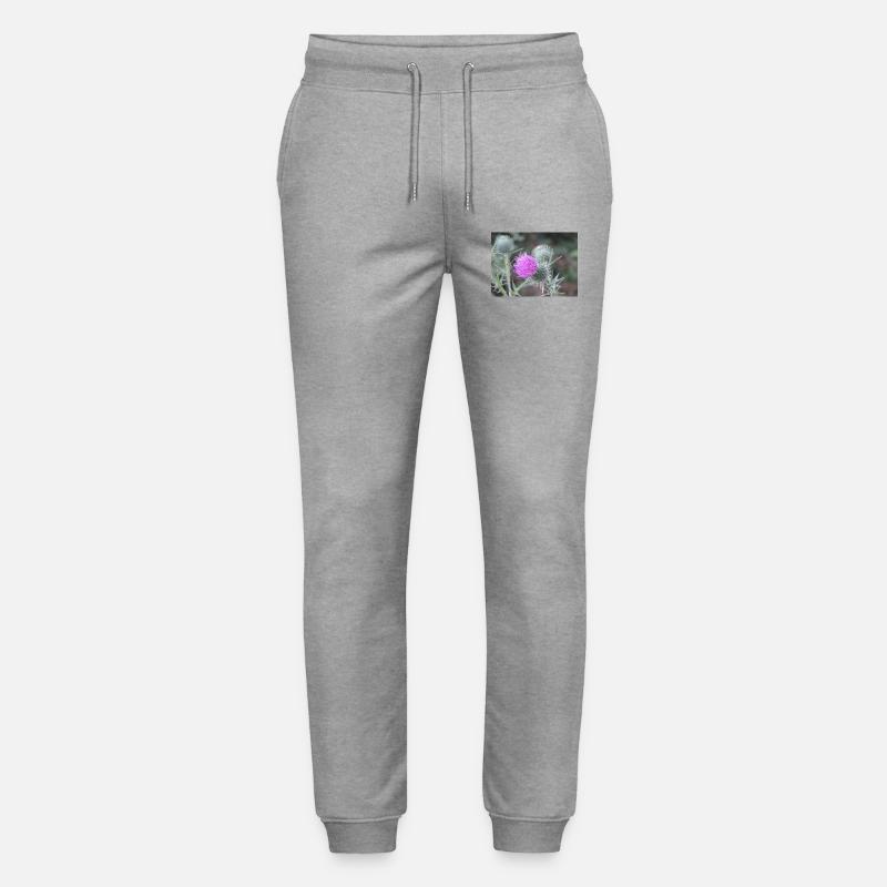 Violetten Distelblüten-Muster - Stanley/Stella Unisex Bio Jogginghose Mover - Grau meliert