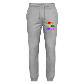 Ich habe bock - Stanley/Stella Unisex Bio Jogginghose Mover  - Grau meliert - Vorne - Marisol (170cm) & Nik (191cm)