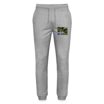 Poissons koï dans des eaux tranquilles - Pantalon de jogging bio MOVER Stanley/Stella unisexe - gris chiné - Devant - Marisol (170cm) & Nik (191cm)