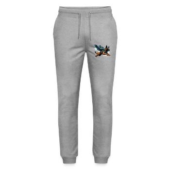 Super Dog Belgian Shepherd Cape Gift - Stanley/Stella Mover Unisex Organic Jogging Trousers - heather grey - Front - Marisol (170cm) & Nik (191cm)