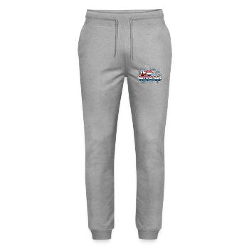 I Love Netherlands with flag - Stanley/Stella Mover Unisex Organic Jogging Trousers - heather grey - Front - Marisol (170cm) & Nik (191cm)