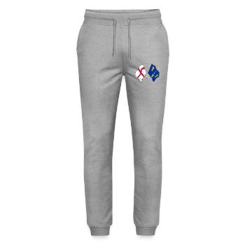 Cheshire & England Crossed Flags - Stanley/Stella Mover Unisex Organic Jogging Trousers - heather grey - Front - Marisol (170cm) & Nik (191cm)