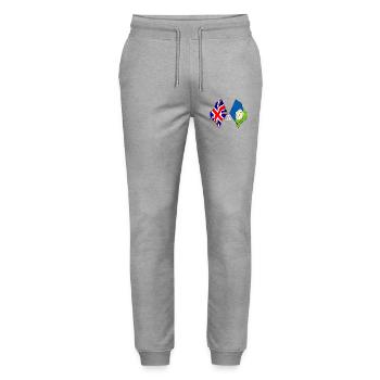 East Riding und UK Crossed Flags - Stanley/Stella Unisex Bio Jogginghose Mover  - Grau meliert - Vorne - Marisol (170cm) & Nik (191cm)