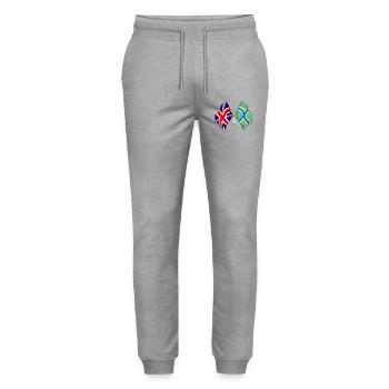 Gloucestershire & Great Britain Flag - Stanley/Stella Mover Unisex Organic Jogging Trousers - heather grey - Front - Marisol (170cm) & Nik (191cm)
