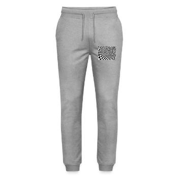 Schwarz-Weiß-Quadrat Tourbillon - Stanley/Stella Unisex Bio Jogginghose Mover  - Grau meliert - Vorne - Marisol (170cm) & Nik (191cm)