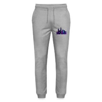 Neon City Skyline - Stanley/Stella Mover Unisex Organic Jogging Trousers - heather grey - Front - Marisol (170cm) & Nik (191cm)