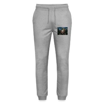Clown Crazy - Stanley/Stella Mover Unisex Organic Jogging Trousers - heather grey - Front - Marisol (170cm) & Nik (191cm)