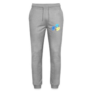 Lineart Blue with Pastel Shapes - Stanley/Stella Mover Unisex Organic Jogging Trousers - heather grey - Front - Marisol (170cm) & Nik (191cm)