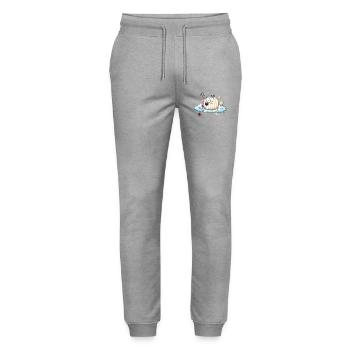 Sleeping Cat - Stanley/Stella Mover Unisex Organic Jogging Trousers - heather grey - Front - Marisol (170cm) & Nik (191cm)
