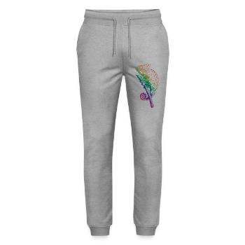 Chamäleon Eidechse Grafik Reptil Chamäleon Liebhaber - Stanley/Stella Unisex Bio Jogginghose Mover  - Grau meliert - Vorne - Marisol (170cm) & Nik (191cm)