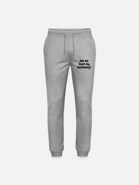 Ask me bout my testimony - Stanley/Stella Mover Unisex Organic Jogging Trousers - heather grey