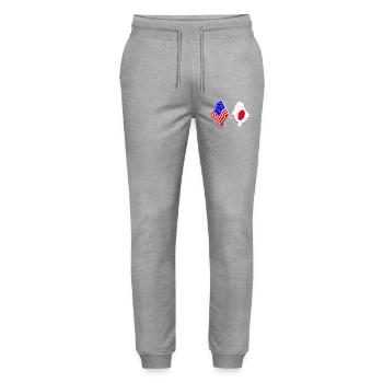 Drapeau des États-Unis et drapeau du Japon - Pantalon de jogging bio MOVER Stanley/Stella unisexe - gris chiné - Devant - Marisol (170cm) & Nik (191cm)