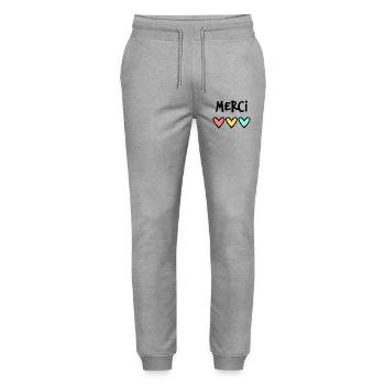 MERCI. MAÎTRESSE. MAÎTRE. MERCI MAÎTRESSE - Pantalon de jogging bio MOVER Stanley/Stella unisexe - gris chiné - Devant - Marisol (170cm) & Nik (191cm)
