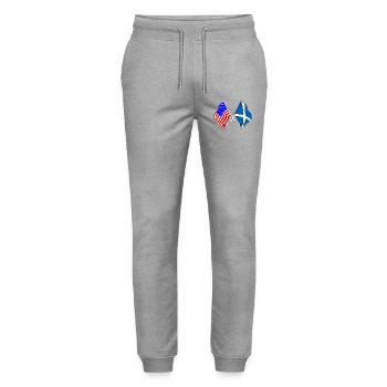 Drapeau des États-Unis et drapeau de l’Écosse - Pantalon de jogging bio MOVER Stanley/Stella unisexe - gris chiné - Devant - Marisol (170cm) & Nik (191cm)