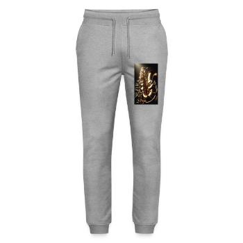 Saxophon - Stanley/Stella Unisex Bio Jogginghose Mover  - Grau meliert - Vorne - Marisol (170cm) & Nik (191cm)
