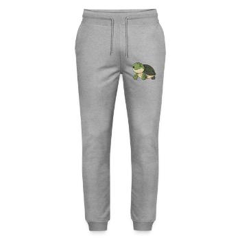 Cute Happy Turtle - Adorable and Cheerful Cartoon - Stanley/Stella Mover Unisex Organic Jogging Trousers - heather grey - Front - Marisol (170cm) & Nik (191cm)