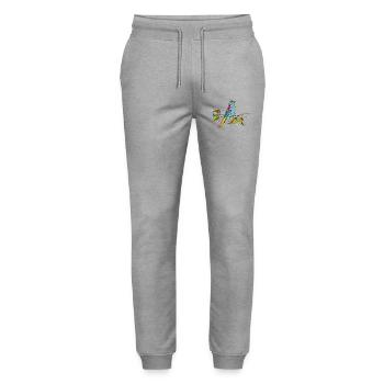 Colorful bird - Stanley/Stella Mover Unisex Organic Jogging Trousers - heather grey - Front - Marisol (170cm) & Nik (191cm)