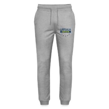 Uppsala Logotype Sweden - Stanley/Stella Mover Unisex Organic Jogging Trousers - heather grey - Front - Marisol (170cm) & Nik (191cm)