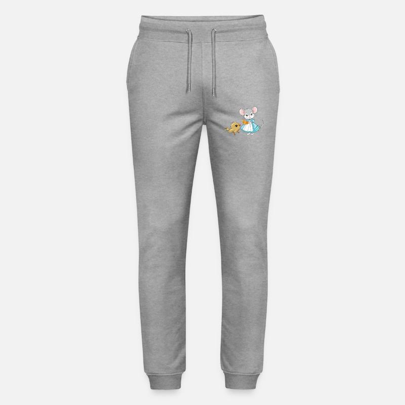 Little_mouse_is_sharing_a_croissant_with_a_bird - Pantaloni da jogger unisex ed ecologici Mover di Stanley/Stella - grigio melange