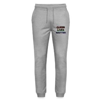 Queer Lives Matter Regenbogen-Neon - Stanley/Stella Unisex Bio Jogginghose Mover  - Grau meliert - Vorne - Marisol (170cm) & Nik (191cm)