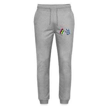 Terschelling & Friesland Crossed Flags - Stanley/Stella Mover Unisex Organic Jogging Trousers - heather grey - Front - Marisol (170cm) & Nik (191cm)