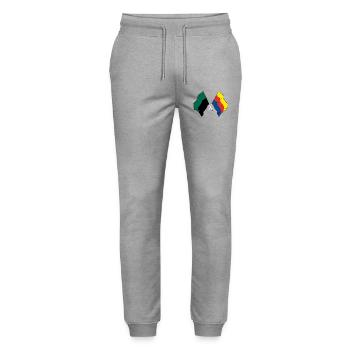 Texel- und Nordholland-Kreuzflaggen - Stanley/Stella Unisex Bio Jogginghose Mover  - Grau meliert - Vorne - Marisol (170cm) & Nik (191cm)