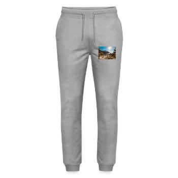 Sunny Beach Bay - Stanley/Stella Mover Unisex Organic Jogging Trousers - heather grey - Front - Marisol (170cm) & Nik (191cm)