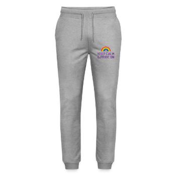 Pride Month - Keep Calm and Pride On - Stanley/Stella Mover Unisex Organic Jogging Trousers - heather grey - Front - Marisol (170cm) & Nik (191cm)