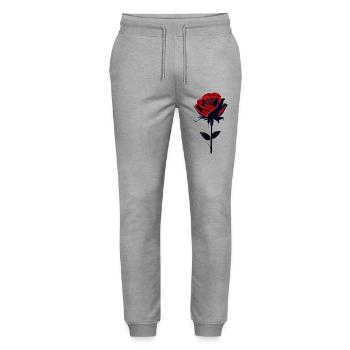 Rote Rose - Stanley/Stella Unisex Bio Jogginghose Mover  - Grau meliert - Vorne - Marisol (170cm) & Nik (191cm)