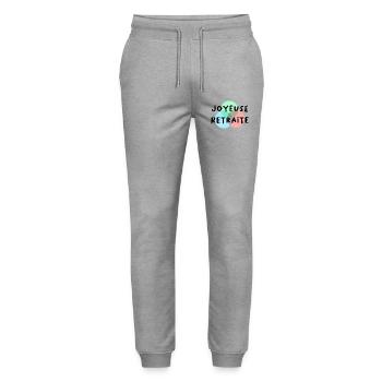 RETRAITE. RETRAITE. RETRAITEE. RETRAITE - Pantalon de jogging bio MOVER Stanley/Stella unisexe - gris chiné - Devant - Marisol (170cm) & Nik (191cm)