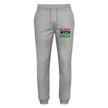 We stand with palestine - Stanley/Stella Mover Unisex Organic Jogging Trousers - heather grey - Front - Marisol (170cm) & Nik (191cm)