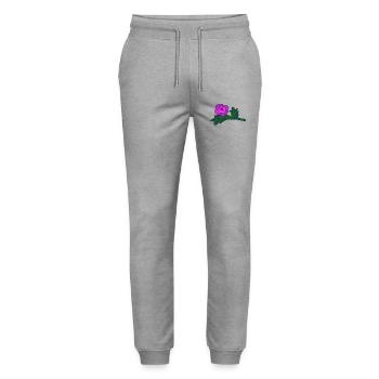 Poprose lila - Stanley/Stella Unisex Bio Jogginghose Mover  - Grau meliert - Vorne - Marisol (170cm) & Nik (191cm)