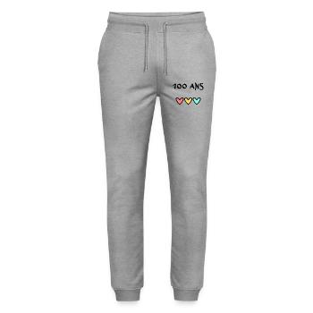 100. 100 ANS. 100e ANNIVERSAIRE. ANNIVERSAIRE 100 - Pantalon de jogging bio MOVER Stanley/Stella unisexe - gris chiné - Devant - Marisol (170cm) & Nik (191cm)