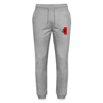 Real You Fingerprint Contrast - Stanley/Stella Mover Unisex Organic Jogging Trousers - heather grey - Front - Marisol (170cm) & Nik (191cm)