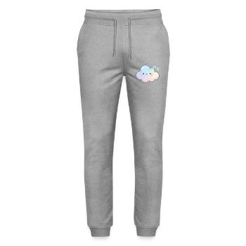 Kawaii Cloud Gift for Girls Kids - Stanley/Stella Mover Unisex Organic Jogging Trousers - heather grey - Front - Marisol (170cm) & Nik (191cm)