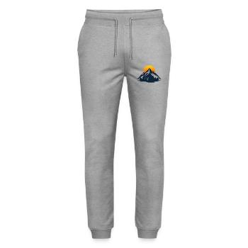 Sunset Mountain Silhouette - Stanley/Stella Mover Unisex Organic Jogging Trousers - heather grey - Front - Marisol (170cm) & Nik (191cm)