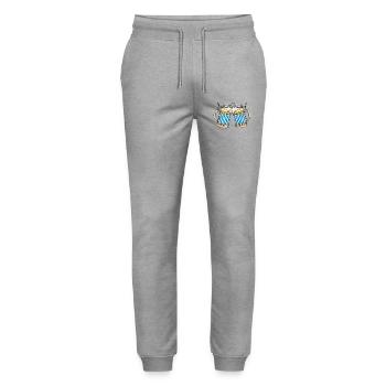 Prost Bayerische Bierkrüge - Stanley/Stella Unisex Bio Jogginghose Mover  - Grau meliert - Vorne - Marisol (170cm) & Nik (191cm)