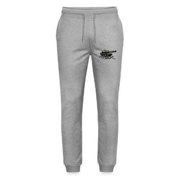 Amis chats - Chars - Pantalon de jogging bio MOVER Stanley/Stella unisexe - gris chiné - Devant - Marisol (170cm) & Nik (191cm)