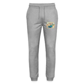 Retro badge, Algarve Portugal, beach summer sun - Stanley/Stella Mover Unisex Organic Jogging Trousers - heather grey - Front - Marisol (170cm) & Nik (191cm)