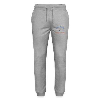Mein Englisch ist schlecht, aber mein französischer Kuss ist gut - Stanley/Stella Unisex Bio Jogginghose Mover  - Grau meliert - Vorne - Marisol (170cm) & Nik (191cm)