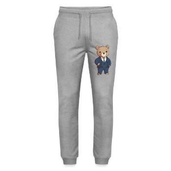 Bear in a Suit - Stanley/Stella Mover Unisex Organic Jogging Trousers - heather grey - Front - Marisol (170cm) & Nik (191cm)