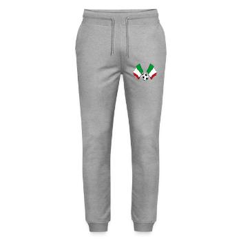 Two Italian Flags Football Italy - Stanley/Stella Mover Unisex Organic Jogging Trousers - heather grey - Front - Marisol (170cm) & Nik (191cm)