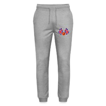 Two Great Britain flags crossed, Basketball - Stanley/Stella Mover Unisex Organic Jogging Trousers - heather grey - Front - Marisol (170cm) & Nik (191cm)