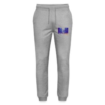 No Sleep Till Brooklyn – Parent Meme Design - Stanley/Stella Mover Unisex Organic Jogging Trousers - heather grey - Front - Marisol (170cm) & Nik (191cm)
