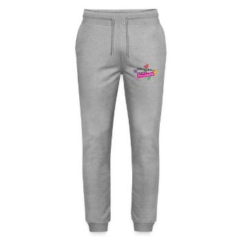 Petite section mais grande personnalité "Fushia" - Pantalon de jogging bio MOVER Stanley/Stella unisexe - gris chiné - Devant - Marisol (170cm) & Nik (191cm)